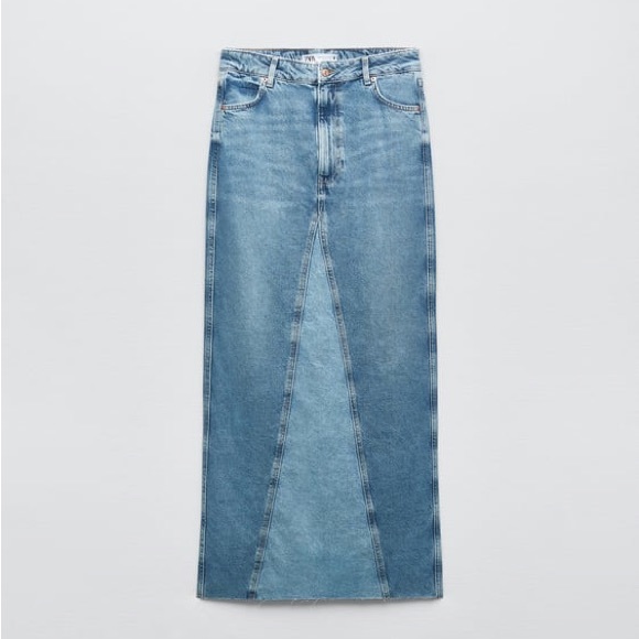 ZARA Z1975 BACK SLIT DENIM SKIRT - Picture 1 of 12